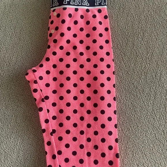 PINK Victoria's Secret Pink and Black Polka Dot Pajama Leggings - Picture 5 of 5